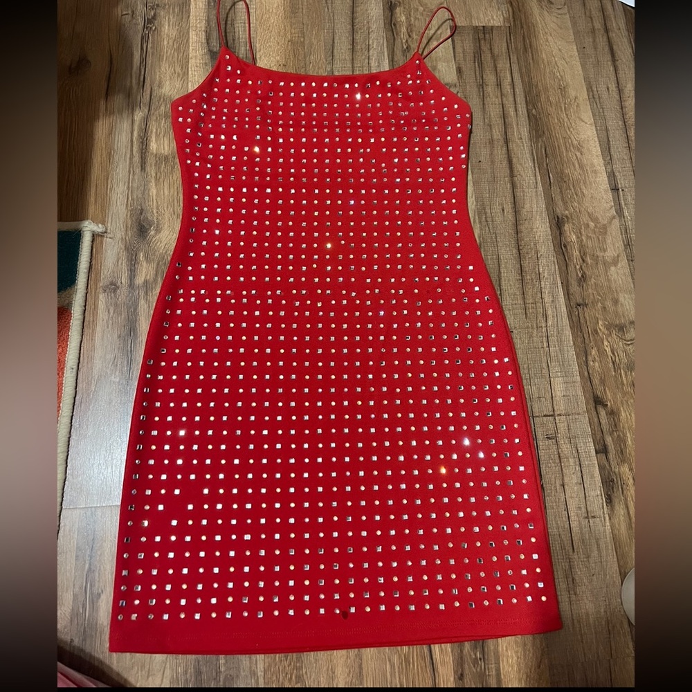 Red Rhinestone Dress Sz L